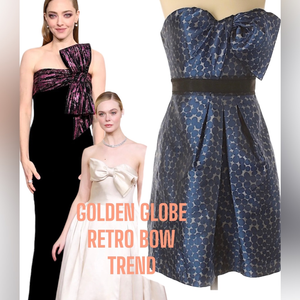 Vintage 90s Prom Dress Strapless Party Cocktail Dress Party Huge Bow
